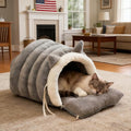 Grey Cat Bed,Semi-Enclosed Kitten Bed Cat Furniture,For Kitten Puppy Pet Sleeping Bag,Cat Sleeping Nest (Large Size)