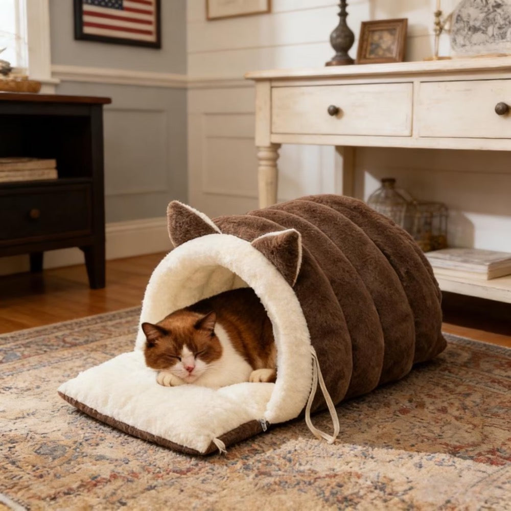 Cat Bed,Semi-Enclosed Kitten Bed Cat Furniture,For Kitten Puppy Pet Sleeping Bag,Cat Sleeping Nest (Large Size)