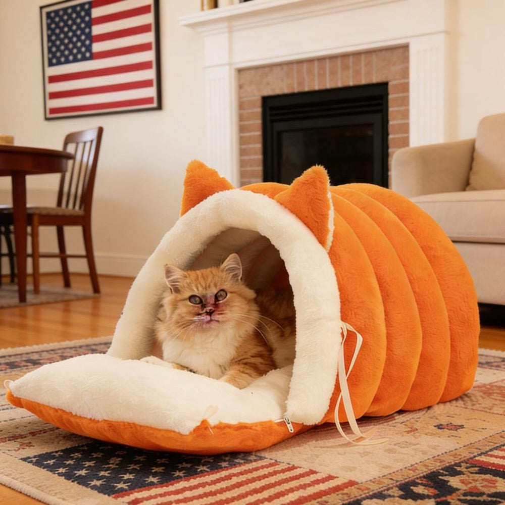 Soft Cat Bed,Semi-Enclosed Kitten Bed Cat Furniture,For Kitten Puppy Pet Sleeping Bag,Cat Sleeping Nest (Large Size)